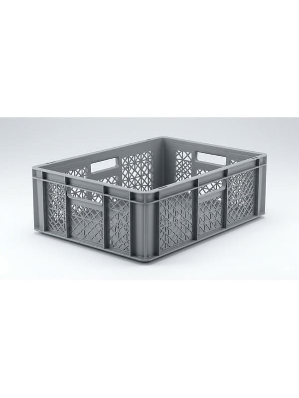 Caisse En Plastique 40X60X15Cm Perforées Grise