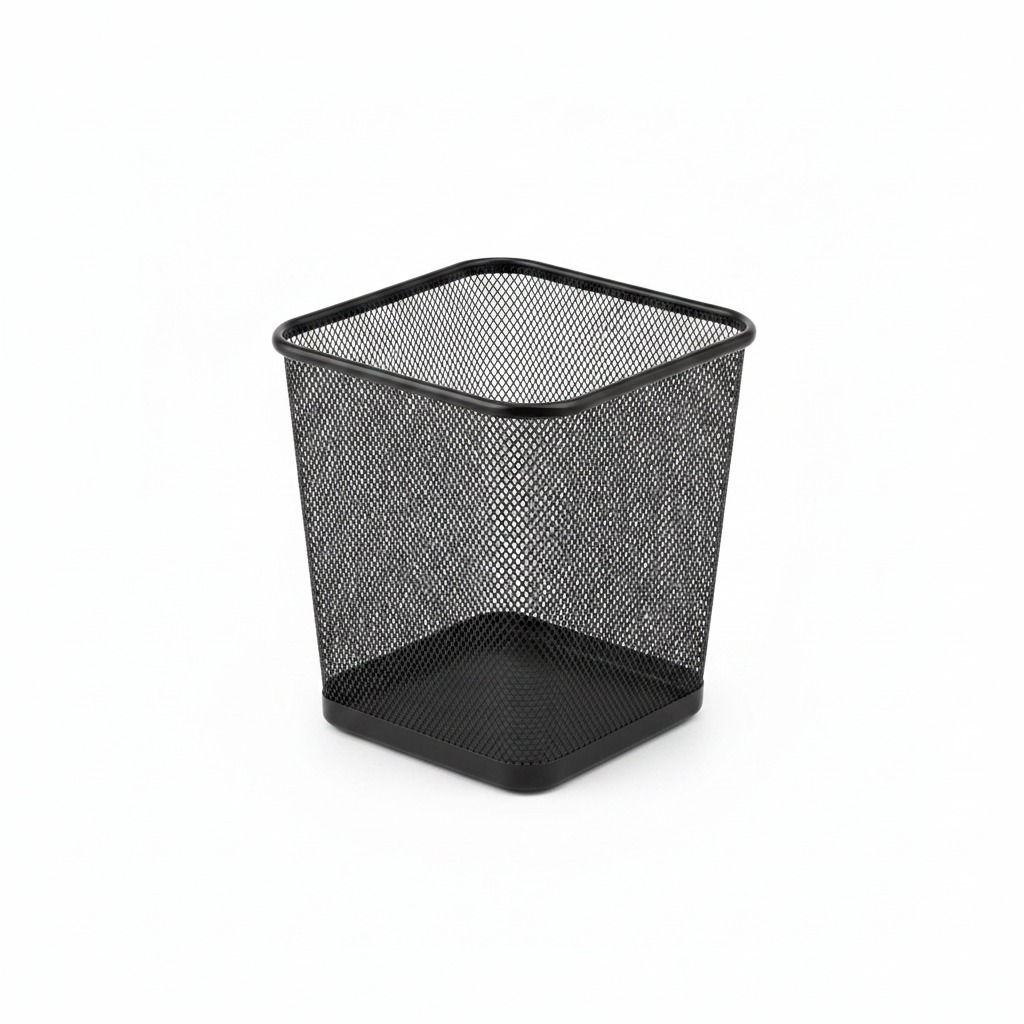 Poubelle Rectangualire En Metal Noir 21*27,5 Cm