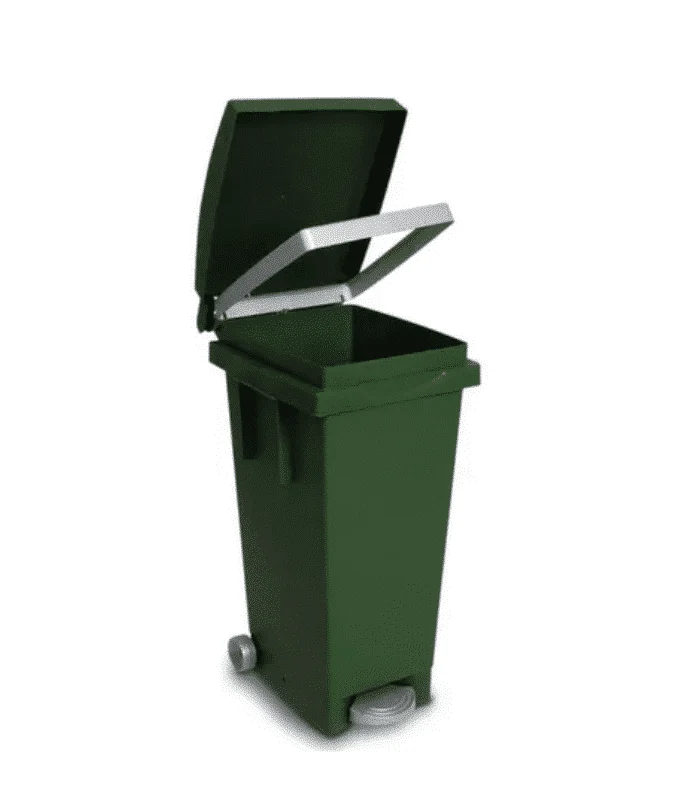 Poubelle avec roue et pedale 80 L 38x50x80 cm vert