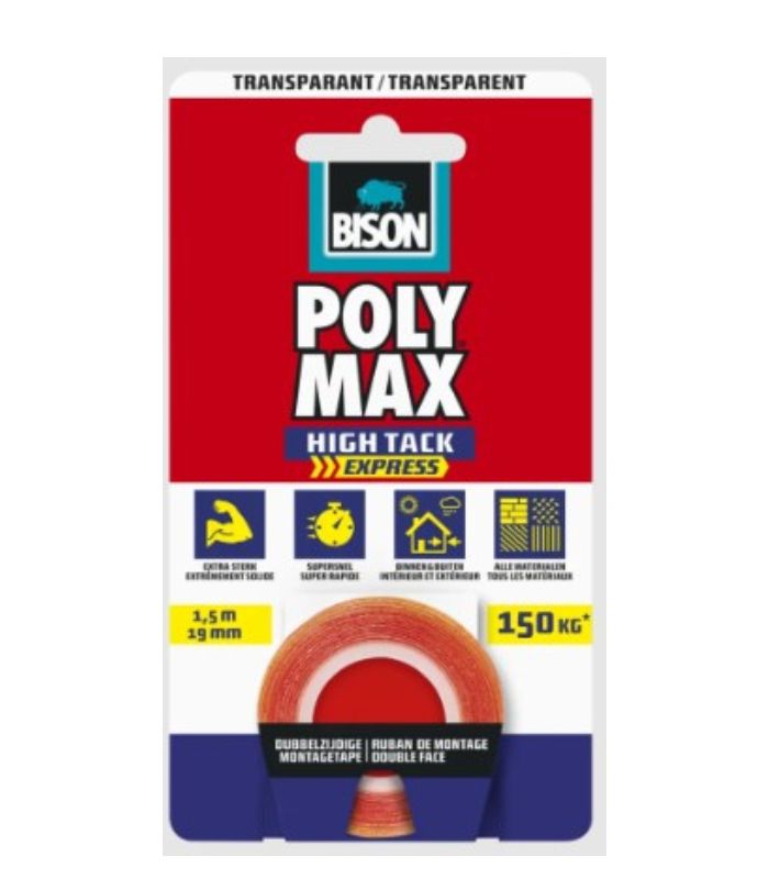 Ruban De Montage Poly Max Double Face Express 1,5 M X 19 Mm Transparent