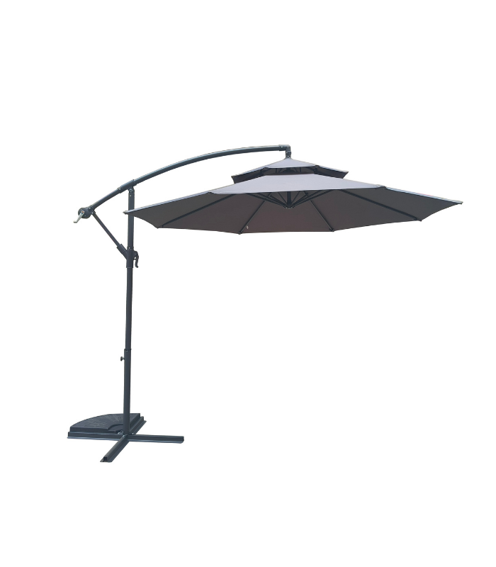 Parasol de jardin 3x2m struct gris fonce toile bordeaux
