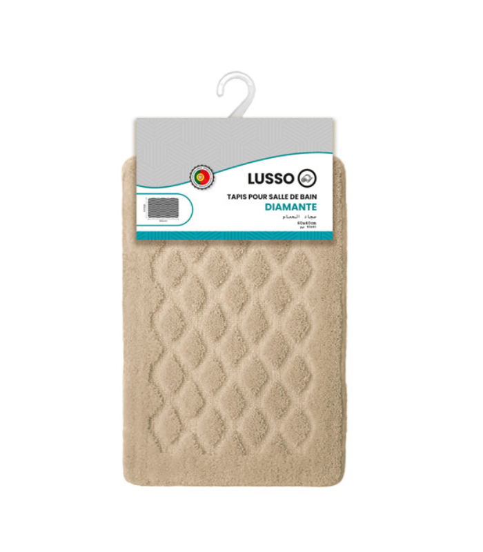 Tapis Salle De Bain Diamante Beige 60X40Cm