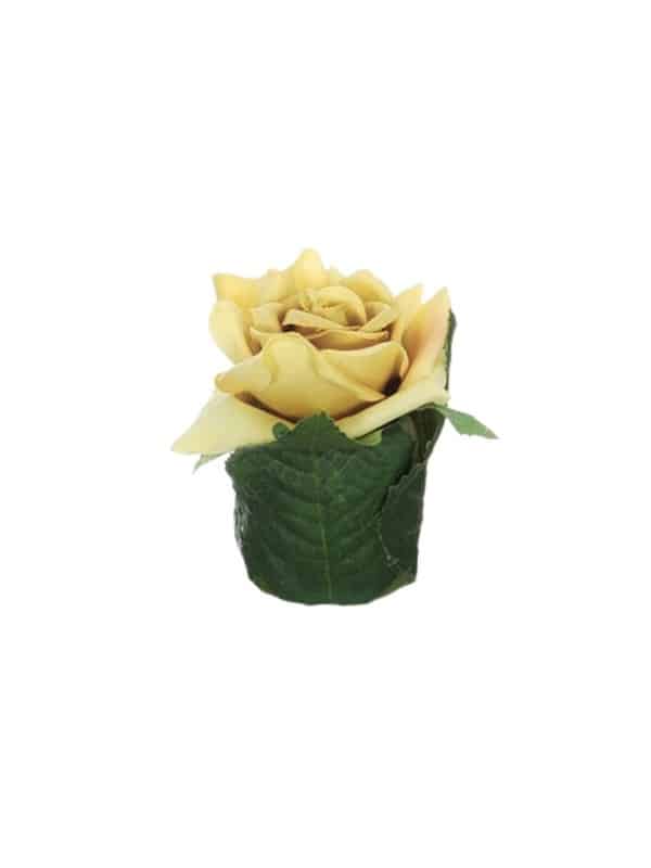Fleur Artificielle en Pot Rose Jaune 8cm