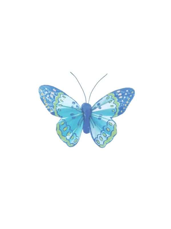 Papillon Decoratif On Clip Blue 9 5cm