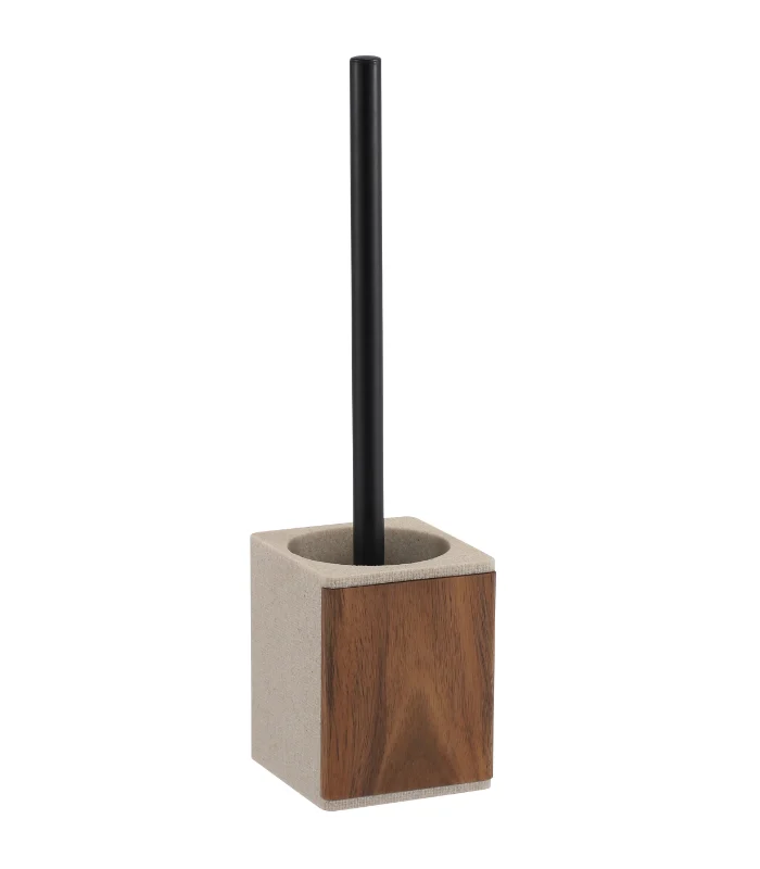 Brosse wc avec support en polyresine et bois d'acacia lusso