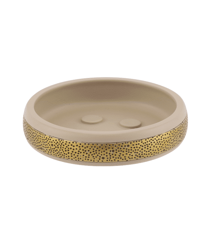 Porte-Savon En Polyresine Beige Et Dore Mat Lusso