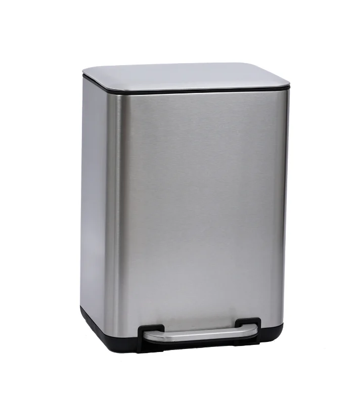 Poubelle à pédale rectangulaire 6 L avec couvercle plat en Inox