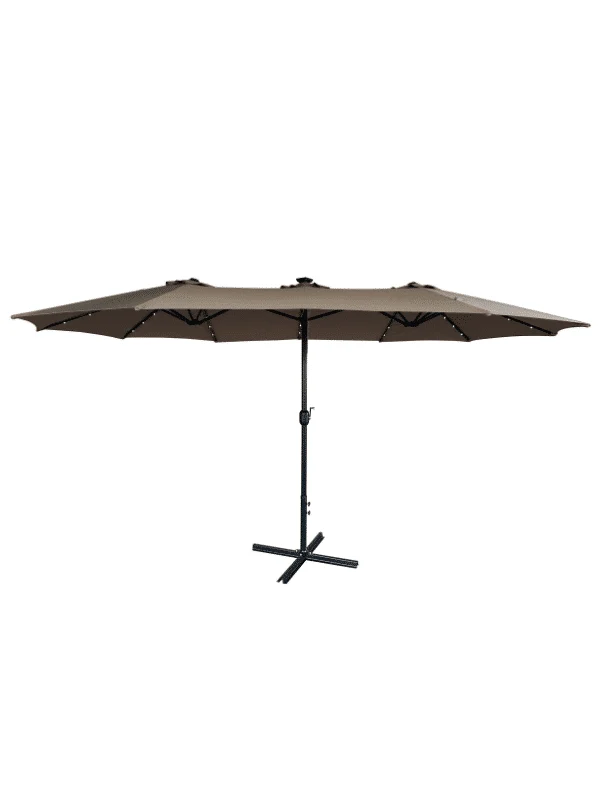Parasol double LED 2,7 x 4,6 x 2,5 m Taupe