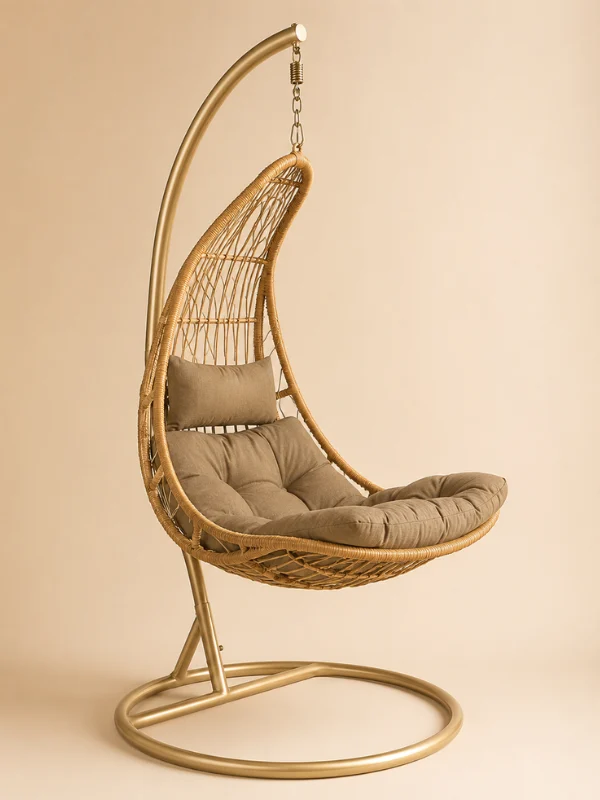 Chaise oeuf moon beige +coussin taupe 122x78x144cm