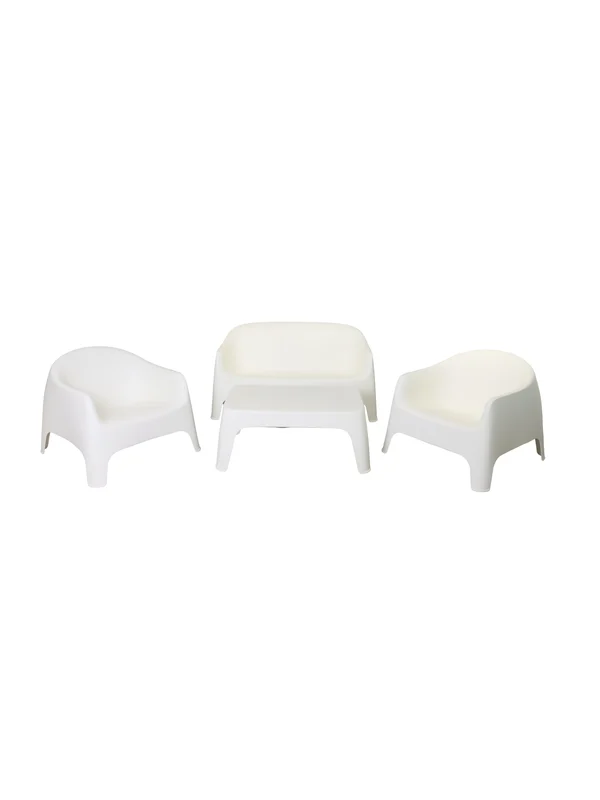 Salon de jardin 4 places+table en polypropylène blanc