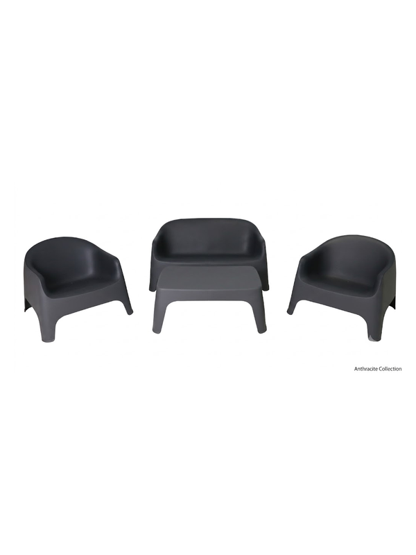 Salon de jardin 4 places+table en polypropylène anthracite