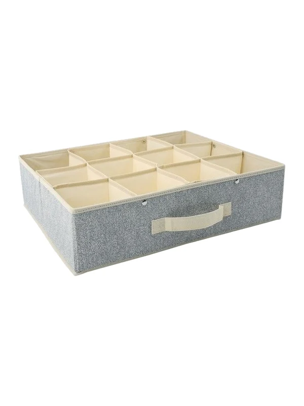 Panier de rangement 12 compartiments 45x36x12cm gris