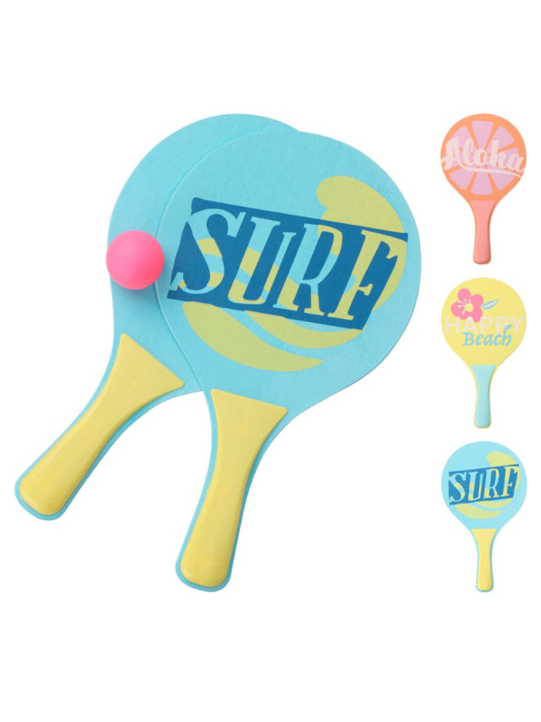 Raquettes de plage + balle 3 coloris assortis
