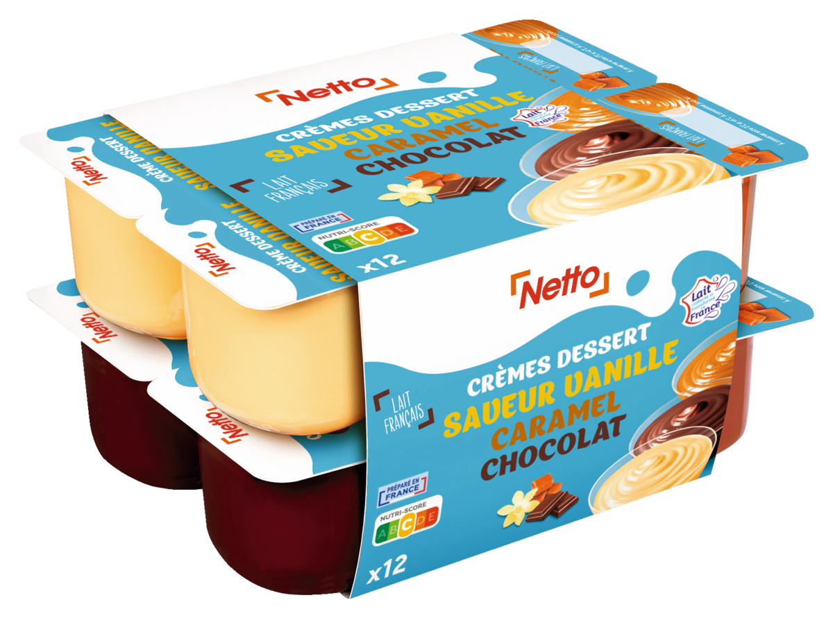 Crèmes Dessert Saveur Vanille, Caramel, Chocolat