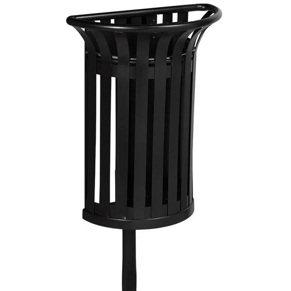 Corbeille Tulipe demi-lune fixation sur poteau 35L