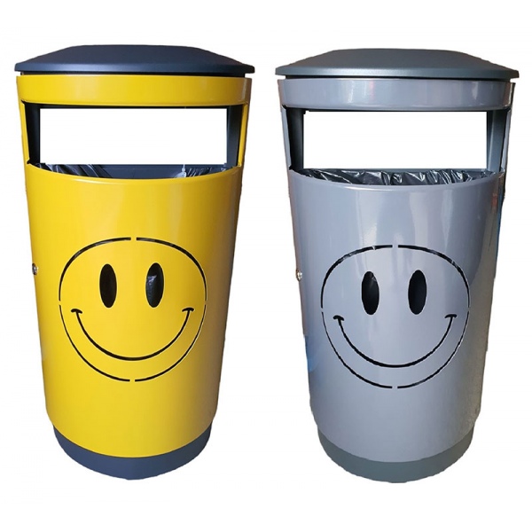 Corbeille acier Smiley tri sélectif 1 flux 80L