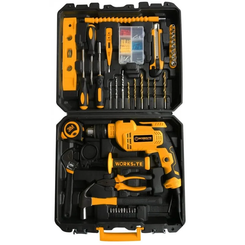 Coffret perceuse à percussion 650W + 102 outils et accessoires - WORKSITE EID448-KIT