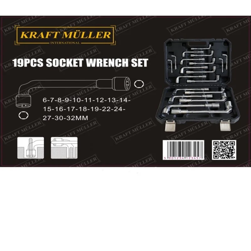 Coffret clés à pipe 8mm-32mm 19pcs kraftmuller cp19