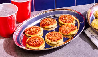 Mini pizzas jambon fromage, tomate, mozzarella