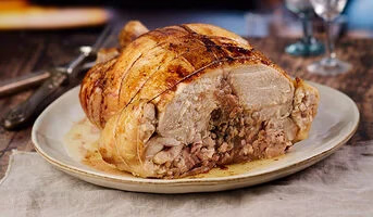 Chapon farci au bloc de foie gras de canard