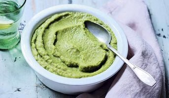 Purée haricot vert, carotte jaune, petit pois