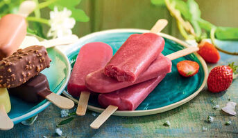 5 Bâtonnets fraise-pastèque, sorbet plein fruit