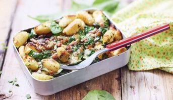 Gratin de gnocchi aux épinards et au bacon bio