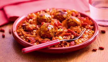 Boulettes végétariennes sauce cajun légumes rouges