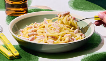 Spaghetti carbonara au maïs et au riz, sans gluten