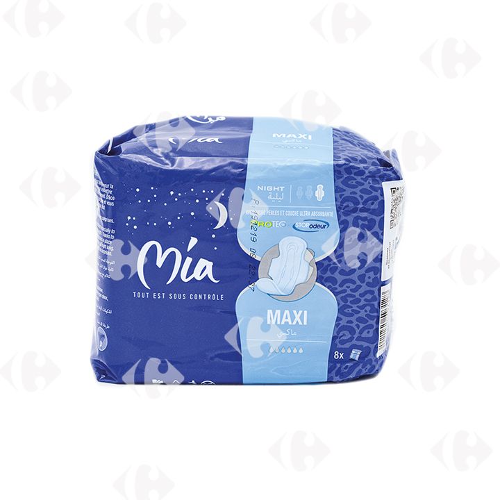 Mia Serviette Hygiénique Maxi Nuit 8 Unités Promo 1=2E À -50%