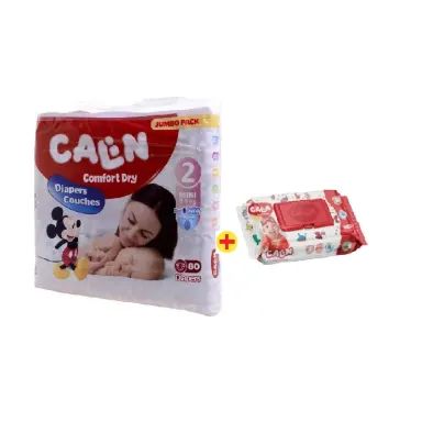 Lot Calin Couches Bébé N°2 Mini 80U + Lingettes 100u