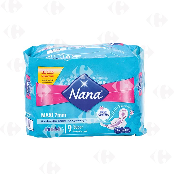 SERVIETTE HYGIENIQUE 9PS NANA MAXI CLIP SL SUP