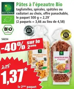 Pâtes à l'épeautre Bio