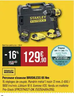 STANLEY Perceuse visseuse BRUSHLESS 65 Nm