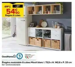 Goodhome - étagère modulable 8 cubes mixxit blanc