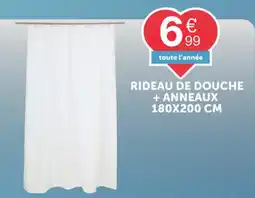 Rideau de douche + anneaux