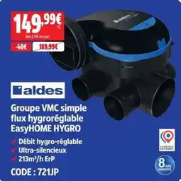 Aldes Groupe VMC simple flux hygroréglable EasyHOME HYGRO