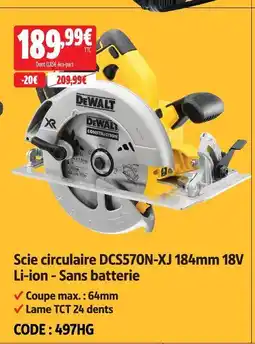 Dewalt scie circulaire dcs570n-xj 184mm 18v li-ion - sans batterie