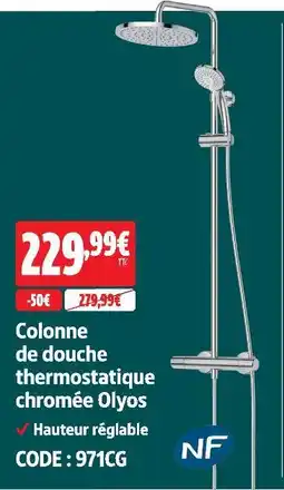 Colonne de douche thermostatique chromée olyos