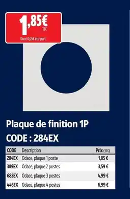 Plaque de finition 1p