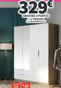 Armoire 4 portes + 2 tiroirs