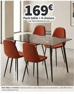 Pack table + 4 chaises