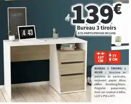 Bureau 3 tiroirs
