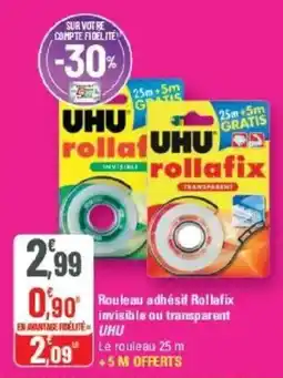 Uhu Rouleau adhésif Rollafix invisible ou transparent
