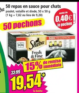 Sheba 50 repas en sauce pour chats
