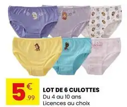 Lot de 6 culottes
