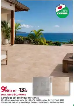 Carrelage sol extérieur Turia mat