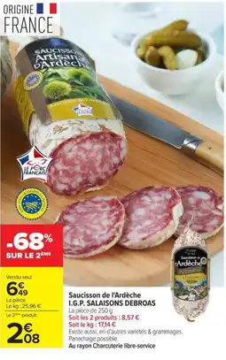 Saucisson de l'Ardèche I.G.P. SALAISSONS DEBROAS