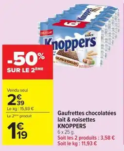 Knoppers Gaufrettes chocolatées lait & noisettes