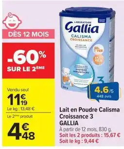 Gallia Lait en Poudre Calisma Croissance 3